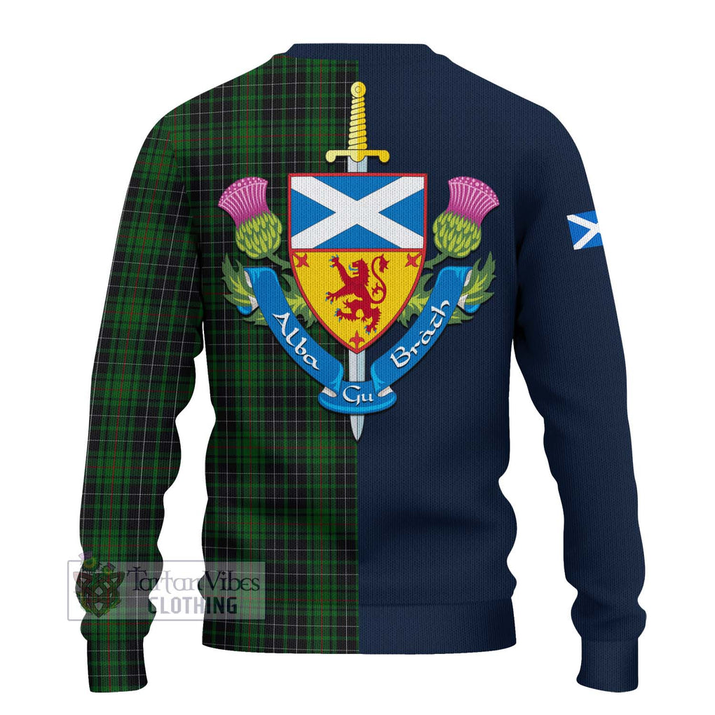 Tartan Vibes Clothing MacAulay Hunting Tartan Knitted Sweater with Scottish Lion Royal Arm Half Style