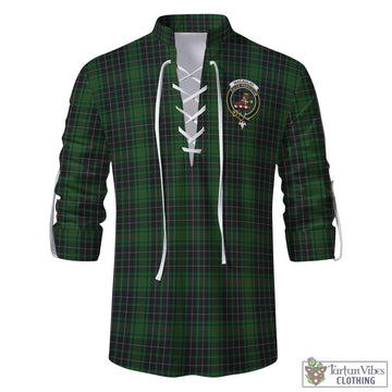 MacAulay Hunting Tartan Men's Scottish Traditional Jacobite Ghillie Kilt Shirt with Family Crest