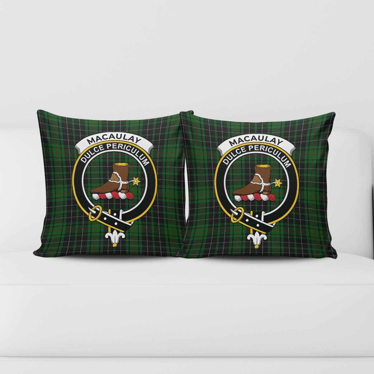 MacAulay Hunting Tartan Pillow Cover with Family Crest - Tartanvibesclothing