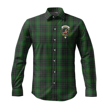 MacAulay Hunting Tartan Long Sleeve Button Up Shirt with Family Crest