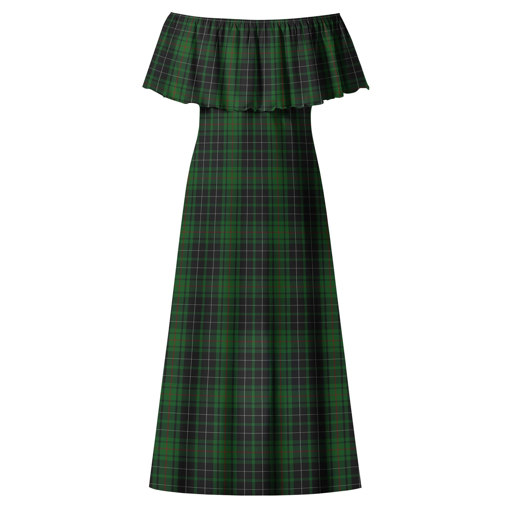 MacAulay Hunting Tartan Off Shoulder Long Dress - Tartanvibesclothing