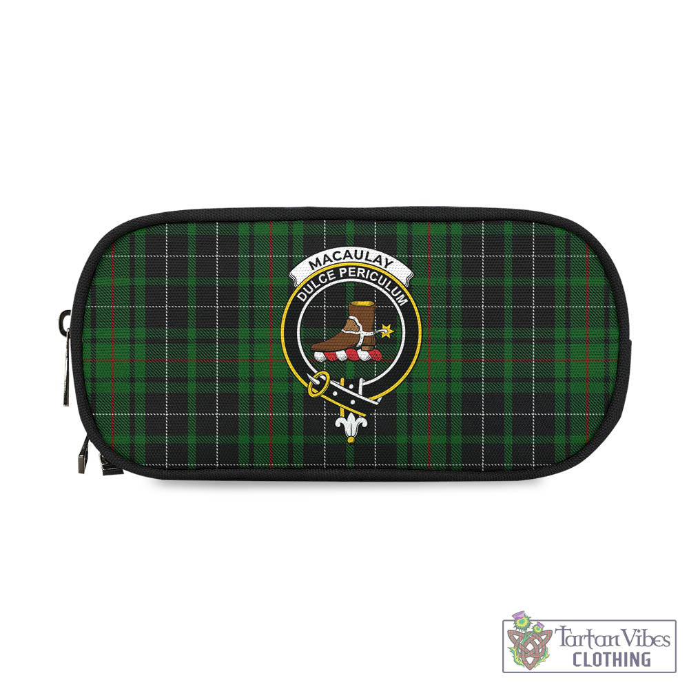 Tartan Vibes Clothing MacAulay Hunting Tartan Pen and Pencil Case with Family Crest