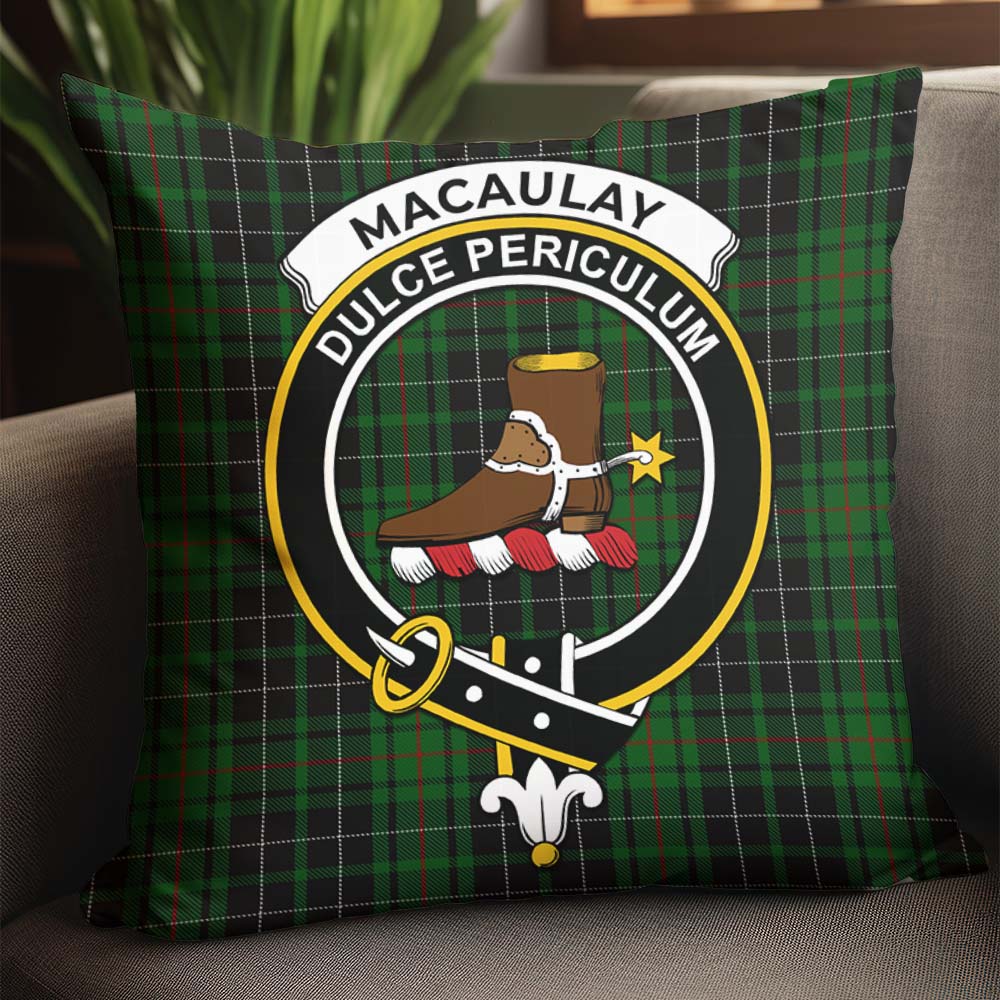 MacAulay Hunting Tartan Pillow Cover with Family Crest - Tartanvibesclothing