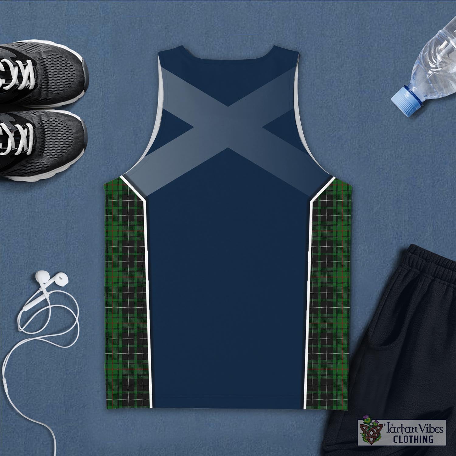 Tartan Vibes Clothing MacAulay Hunting Tartan Men's Tanks Top with Family Crest and Scottish Thistle Vibes Sport Style