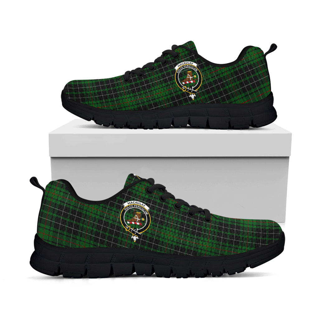 MacAulay Hunting Tartan Sneakers with Family Crest - Tartan Vibes Clothing