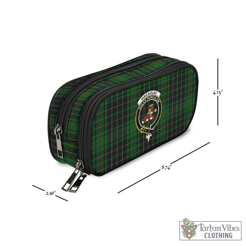 Tartan Vibes Clothing MacAulay Hunting Tartan Pen and Pencil Case with Family Crest