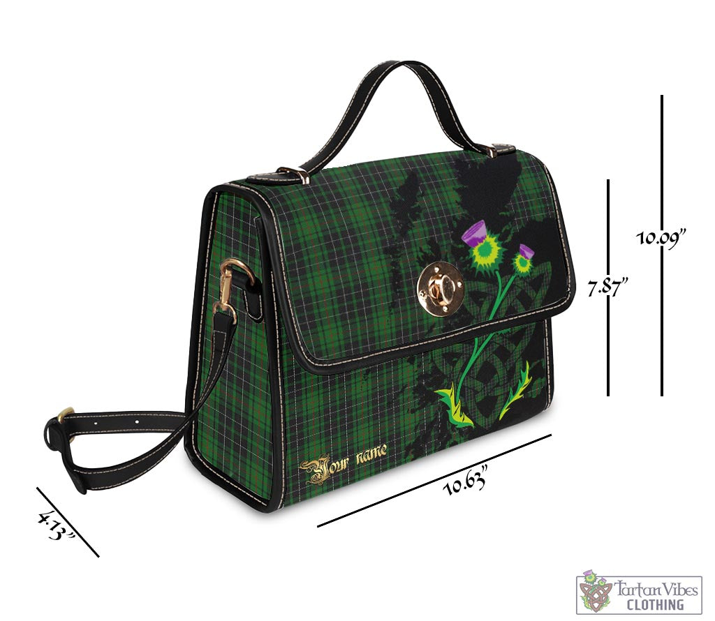 Tartan Vibes Clothing MacAulay Hunting Tartan Waterproof Canvas Bag with Scotland Map and Thistle Celtic Accents