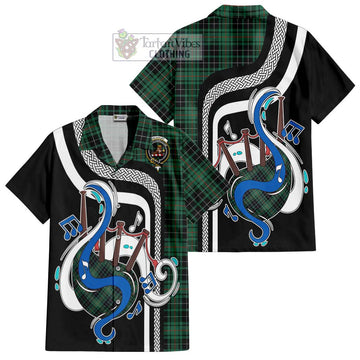 MacAulay Hunting Ancient Tartan Short Sleeve Button Shirt with Epic Bagpipe Style