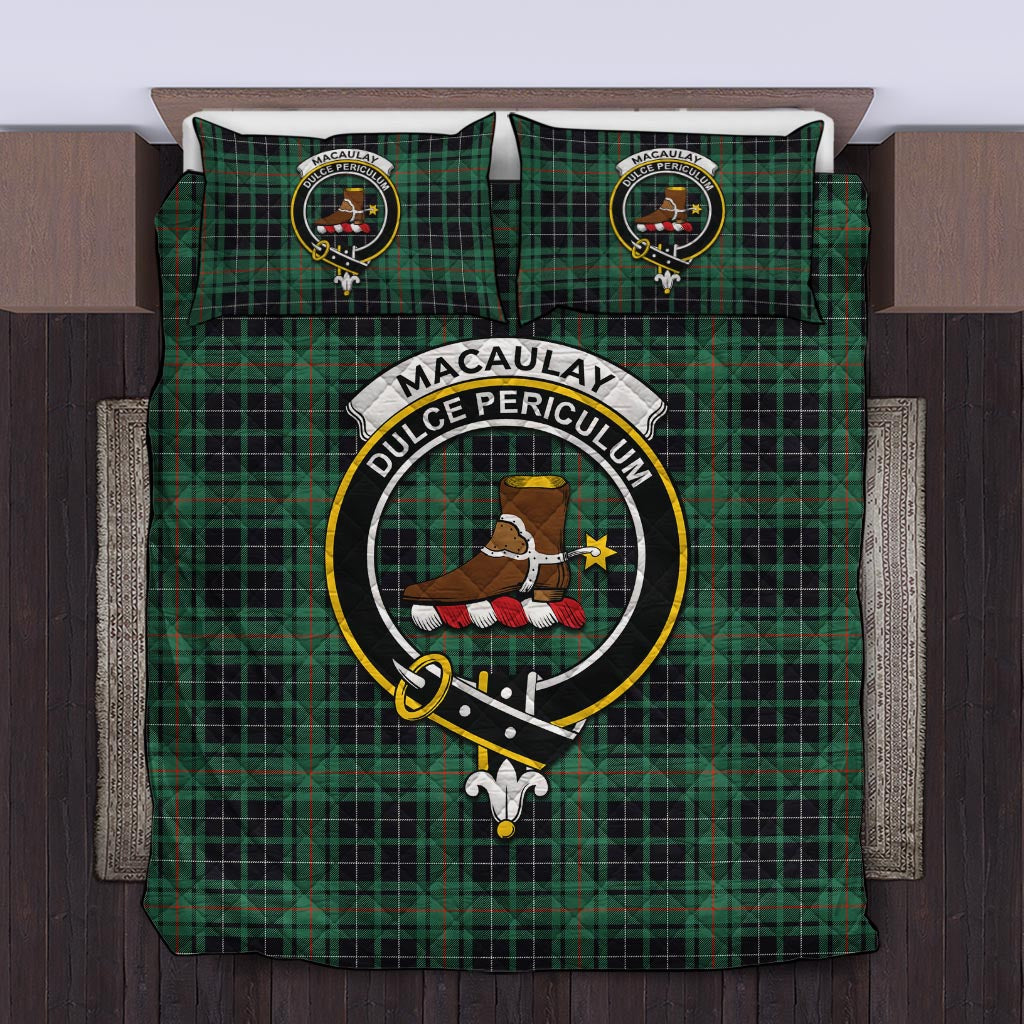 MacAulay Hunting Ancient Tartan Quilt Bed Set with Family Crest Twin - Tartanvibesclothing