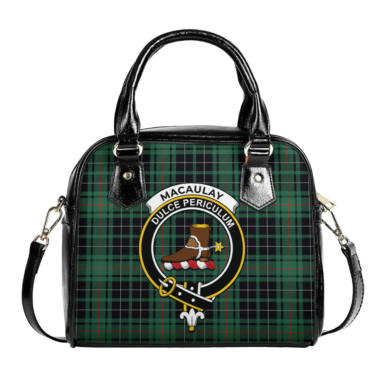 MacAulay Hunting Ancient Tartan Shoulder Handbags with Family Crest One Size 6*25*22 cm - Tartanvibesclothing