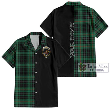 MacAulay Hunting Ancient Tartan Short Sleeve Button Shirt with Family Crest and Half Of Me Style