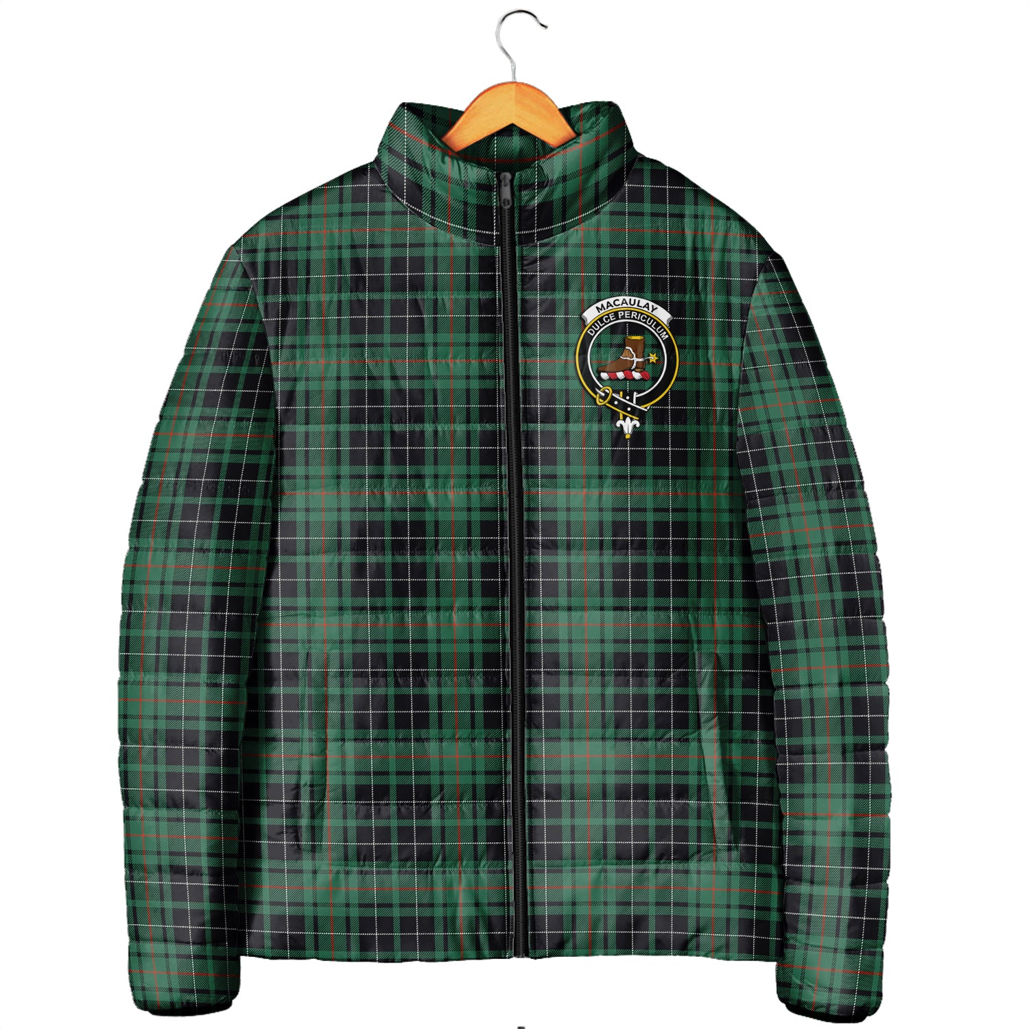 MacAulay Hunting Ancient Tartan Padded Jacket with Family Crest Men's Padded Jacket - Tartan Vibes Clothing