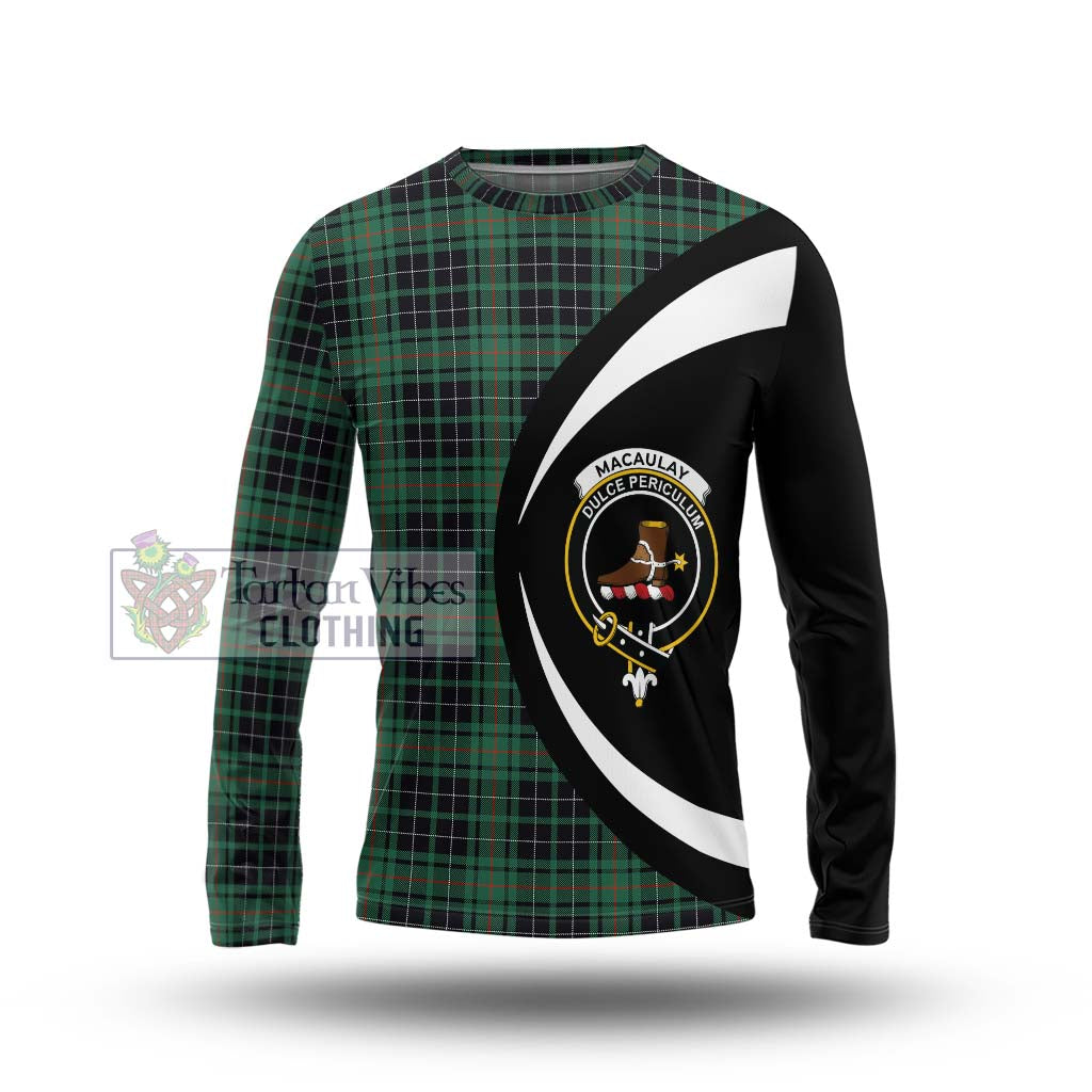 Tartan Vibes Clothing MacAulay Hunting Ancient Tartan Long Sleeve T-Shirt with Family Crest Circle Style