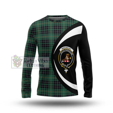 MacAulay Hunting Ancient Tartan Long Sleeve T-Shirt with Family Crest Circle Style