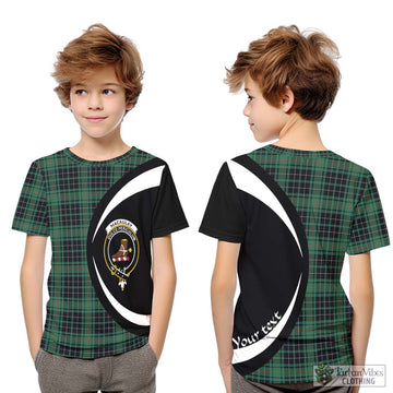 MacAulay Hunting Ancient Tartan Kid T-Shirt with Family Crest Circle Style