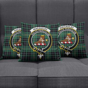 MacAulay Hunting Ancient Tartan Pillow Cover with Family Crest