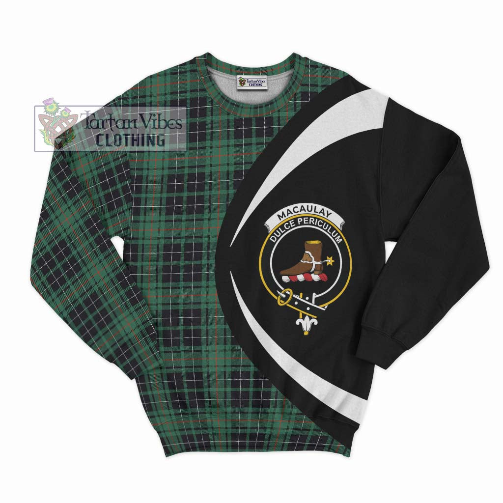 Tartan Vibes Clothing MacAulay Hunting Ancient Tartan Sweatshirt with Family Crest Circle Style