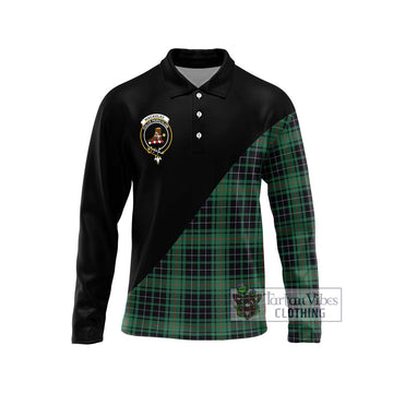 MacAulay Hunting Ancient Tartan Long Sleeve Polo Shirt with Family Crest and Military Logo Style