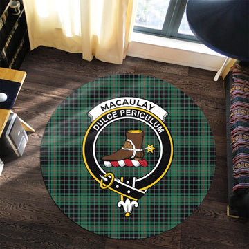 MacAulay Hunting Ancient Tartan Round Rug with Family Crest