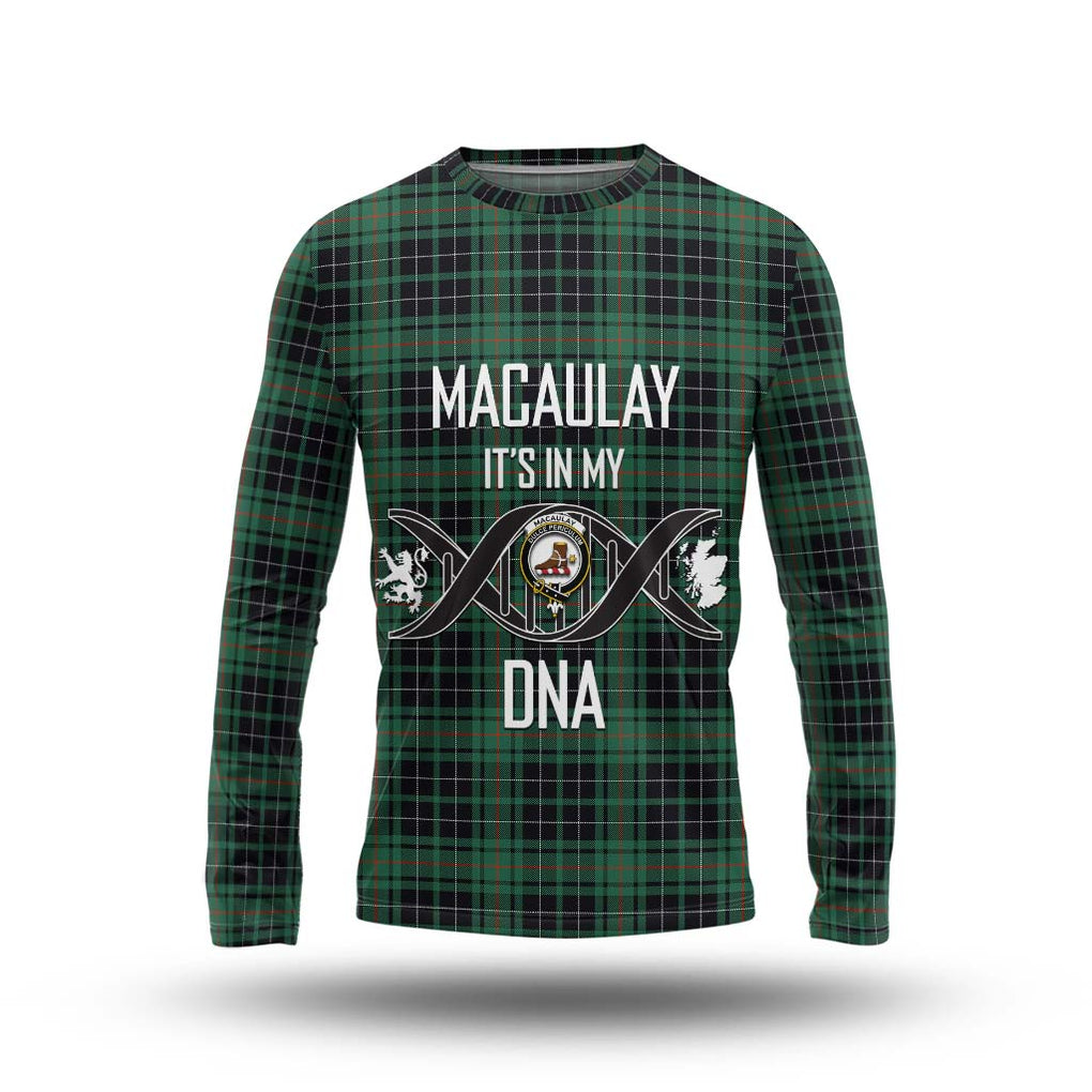 MacAulay Hunting Ancient Tartan Long Sleeve T-Shirt with Family Crest DNA In Me Style Unisex - Tartanvibesclothing Shop