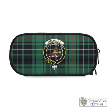 MacAulay Hunting Ancient Tartan Pen and Pencil Case with Family Crest