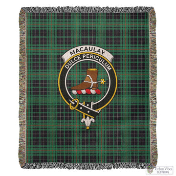 MacAulay Hunting Ancient Tartan Woven Blanket with Family Crest