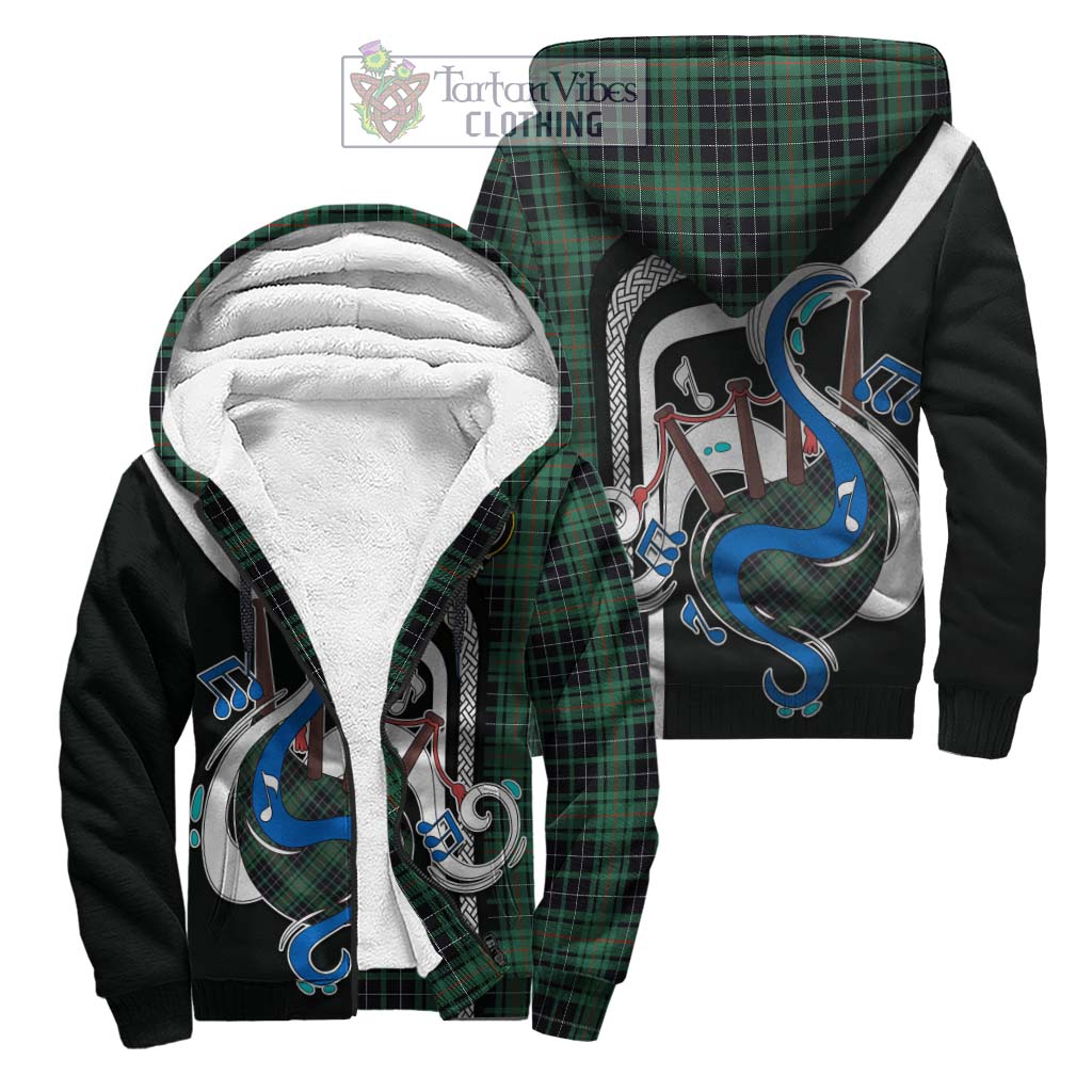 Tartan Vibes Clothing MacAulay Hunting Ancient Tartan Sherpa Hoodie with Epic Bagpipe Style