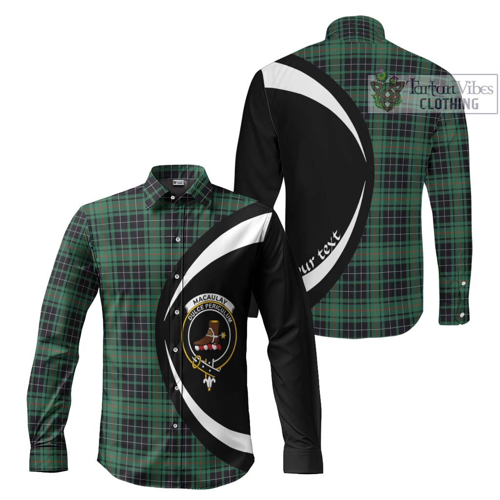 Tartan Vibes Clothing MacAulay Hunting Ancient Tartan Long Sleeve Button Up with Family Crest Circle Style