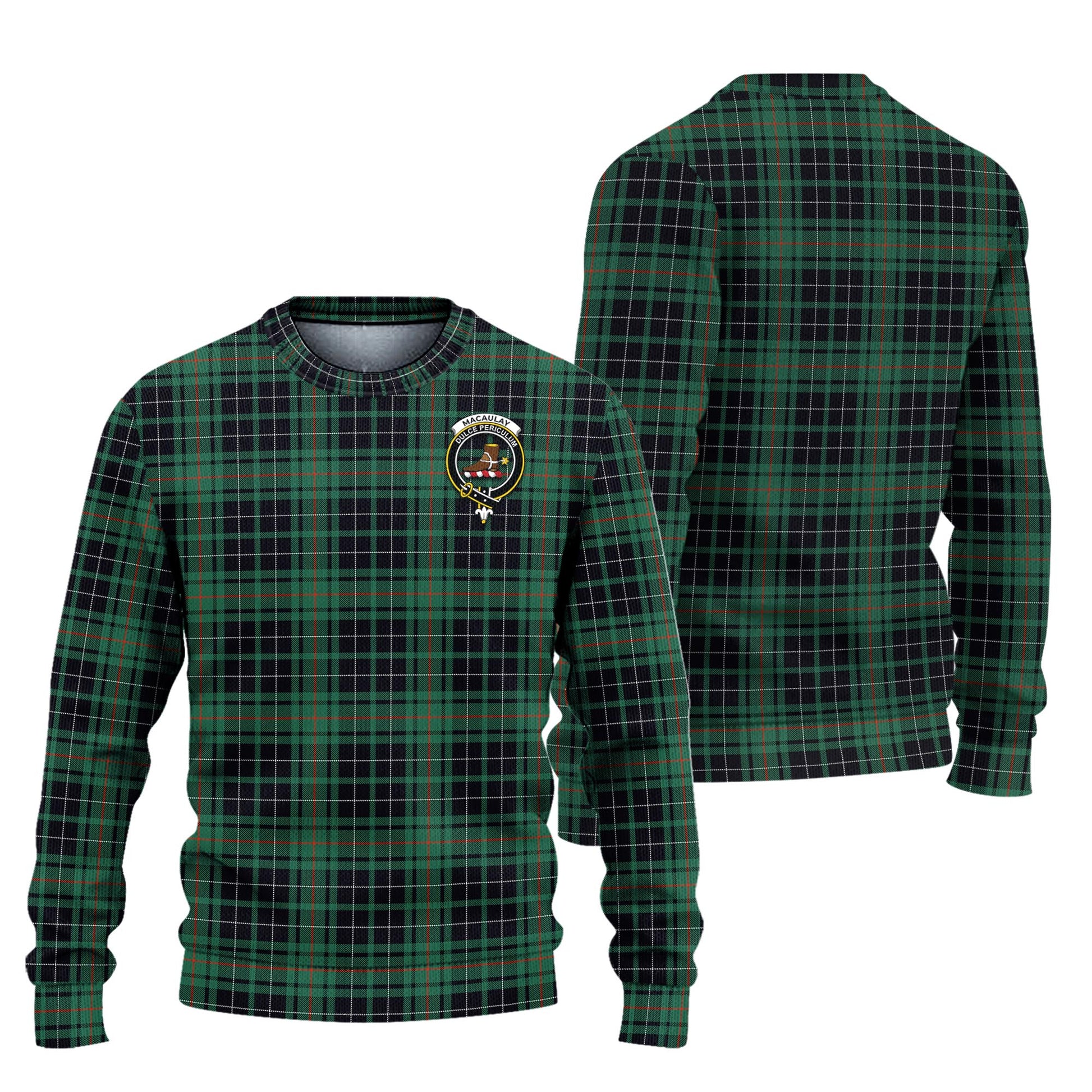 MacAulay Hunting Ancient Tartan Knitted Sweater with Family Crest Unisex - Tartanvibesclothing