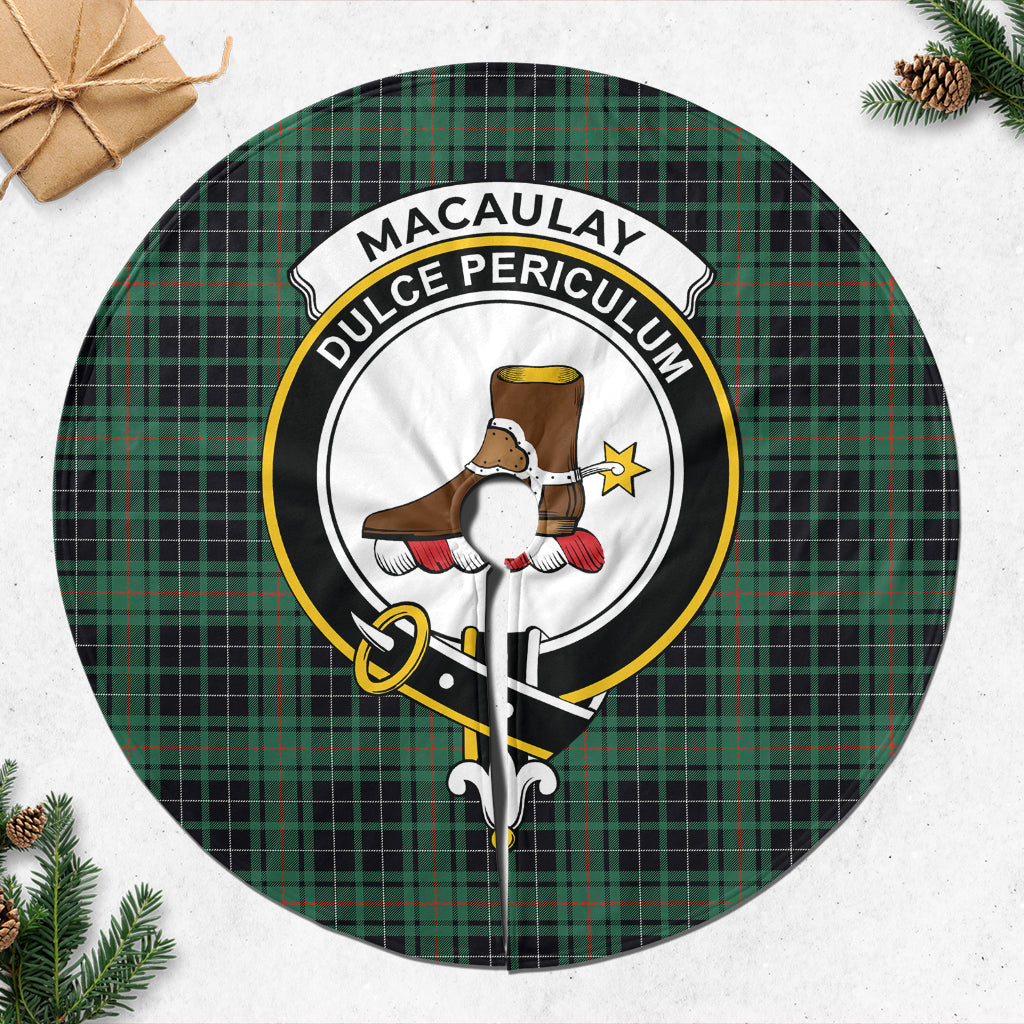 MacAulay Hunting Ancient Tartan Christmas Tree Skirt with Family Crest - Tartanvibesclothing