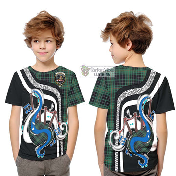 MacAulay Hunting Ancient Tartan Kid T-Shirt with Epic Bagpipe Style