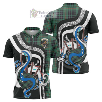 MacAulay Hunting Ancient Tartan Zipper Polo Shirt with Epic Bagpipe Style