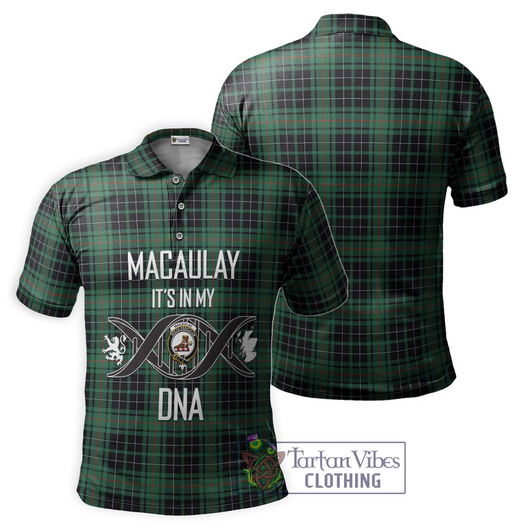 Tartan Vibes Clothing MacAulay Hunting Ancient Tartan Polo Shirt with Family Crest DNA In Me Style