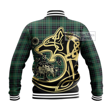 MacAulay Hunting Ancient Tartan Baseball Jacket with Family Crest Celtic Wolf Style