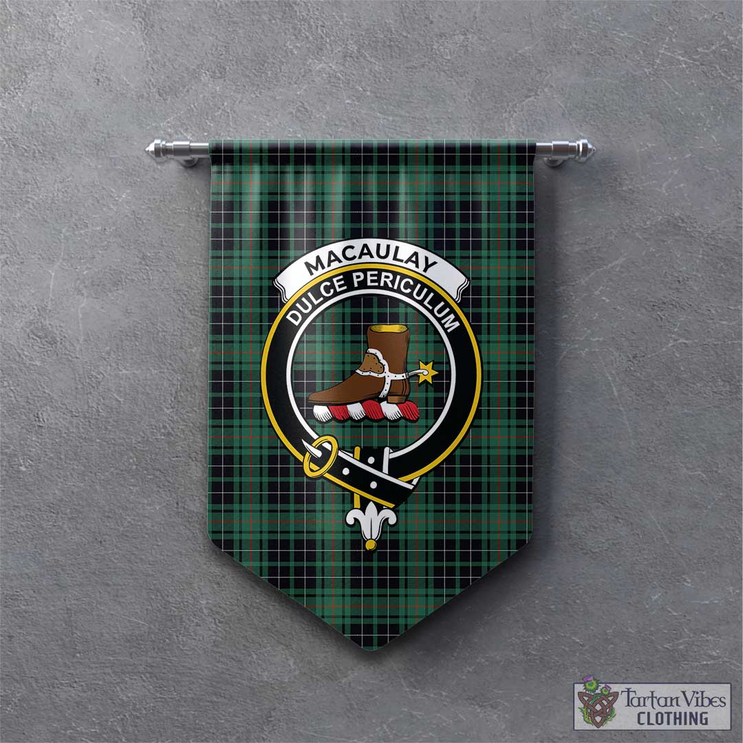 Tartan Vibes Clothing MacAulay Hunting Ancient Tartan Gonfalon, Tartan Banner with Family Crest