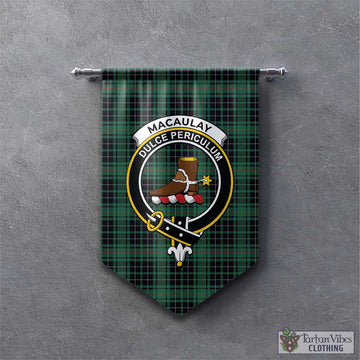 MacAulay Hunting Ancient Tartan Gonfalon, Tartan Banner with Family Crest