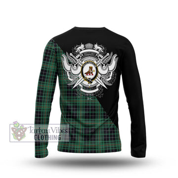 MacAulay Hunting Ancient Tartan Long Sleeve T-Shirt with Family Crest and Military Logo Style