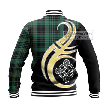 MacAulay Hunting Ancient Tartan Baseball Jacket with Family Crest and Celtic Symbol Style