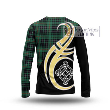 MacAulay Hunting Ancient Tartan Long Sleeve T-Shirt with Family Crest and Celtic Symbol Style