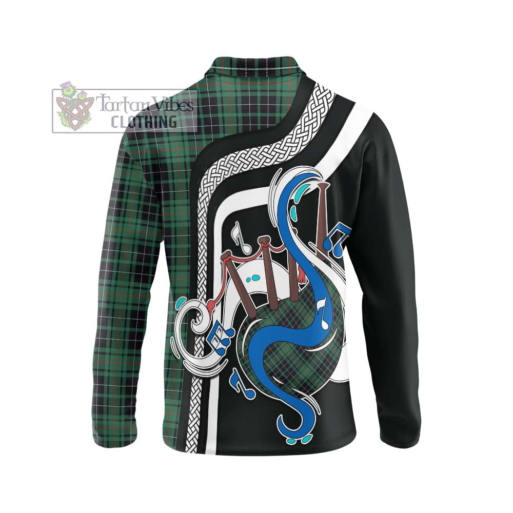 Tartan Vibes Clothing MacAulay Hunting Ancient Tartan Long Sleeve Polo Shirt with Epic Bagpipe Style