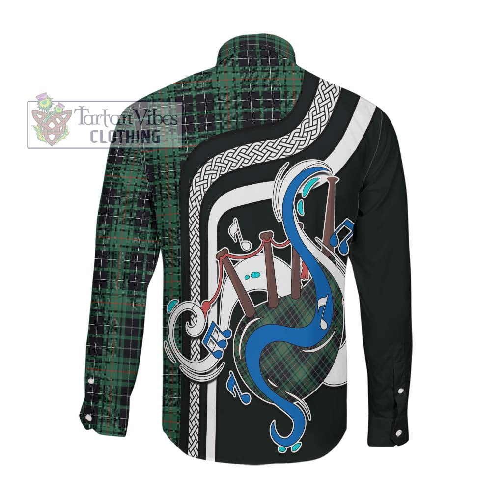 Tartan Vibes Clothing MacAulay Hunting Ancient Tartan Long Sleeve Button Shirt with Epic Bagpipe Style