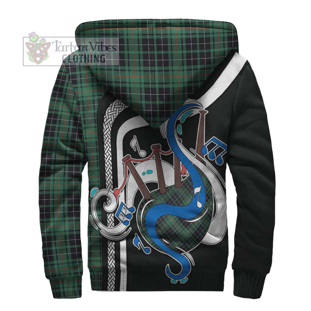 Tartan Vibes Clothing MacAulay Hunting Ancient Tartan Sherpa Hoodie with Epic Bagpipe Style