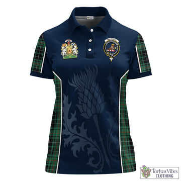 MacAulay Hunting Ancient Tartan Women's Polo Shirt with Family Crest and Scottish Thistle Vibes Sport Style