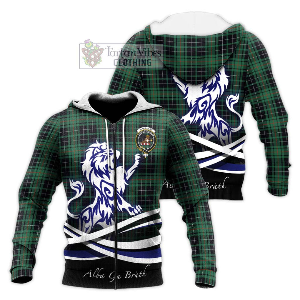 MacAulay Hunting Ancient Tartan Knitted Hoodie with Alba Gu Brath Regal Lion Emblem Unisex Knitted Zip Hoodie - Tartanvibesclothing Shop