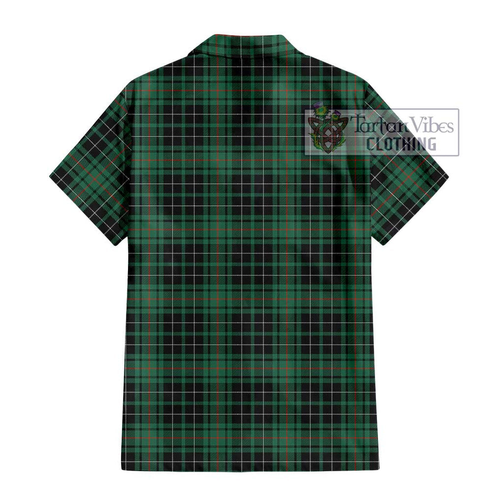 MacAulay Hunting Ancient Tartan Short Sleeve Button Shirt with Family Crest DNA In Me Style - Tartanvibesclothing Shop