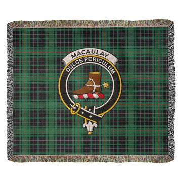 MacAulay Hunting Ancient Tartan Woven Blanket with Family Crest