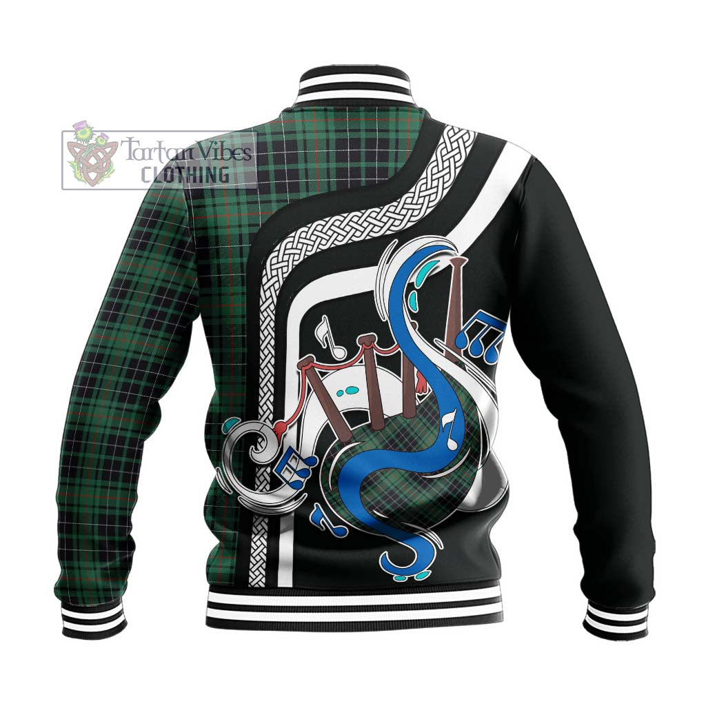 Tartan Vibes Clothing MacAulay Hunting Ancient Tartan Baseball Jacket with Epic Bagpipe Style