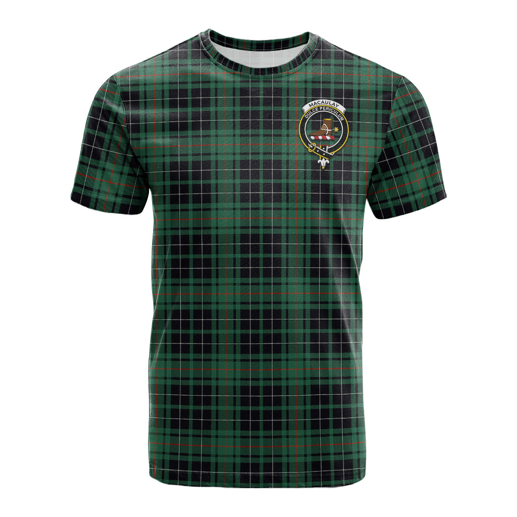 MacAulay Hunting Ancient Tartan T-Shirt with Family Crest - Tartan Vibes Clothing