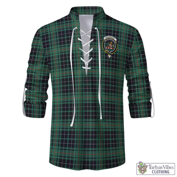 MacAulay Hunting Ancient Tartan Men's Scottish Traditional Jacobite Ghillie Kilt Shirt with Family Crest