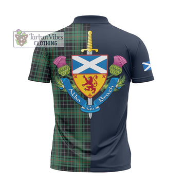 MacAulay Hunting Ancient Tartan Zipper Polo Shirt with Scottish Lion Royal Arm Half Style